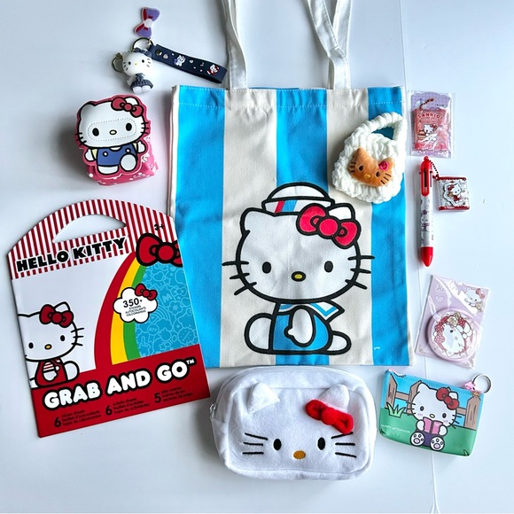 ❤️(HK0020) Hello Kitty Lover’s Adorable Blue & White Tote 10-Piece Fun Bundle! - Picture 12 of 16